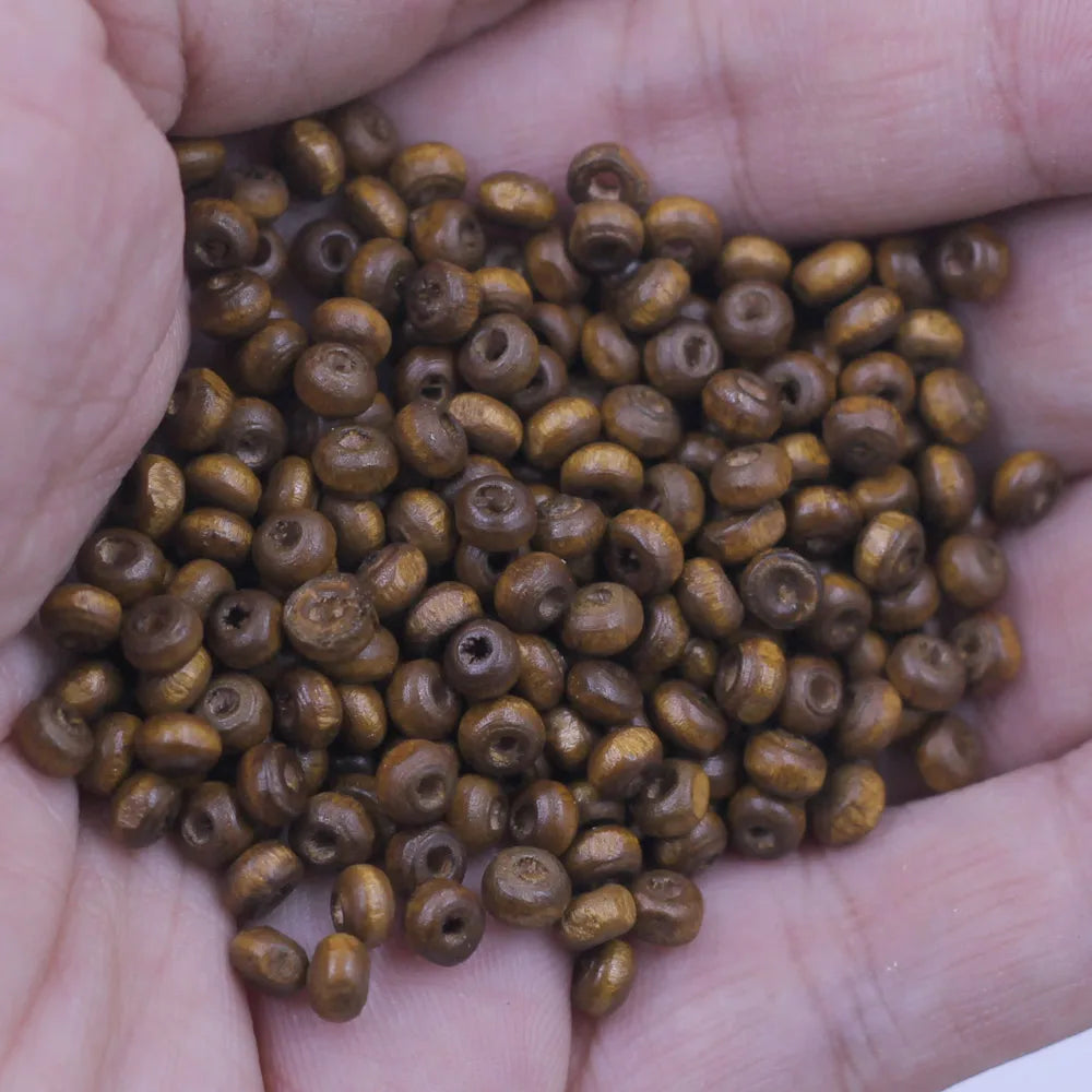 900Pcs Wood Spacer Beads Loose Seed Wooden Tiny Round Cute Natural Color For Charms Necklaces 4mm