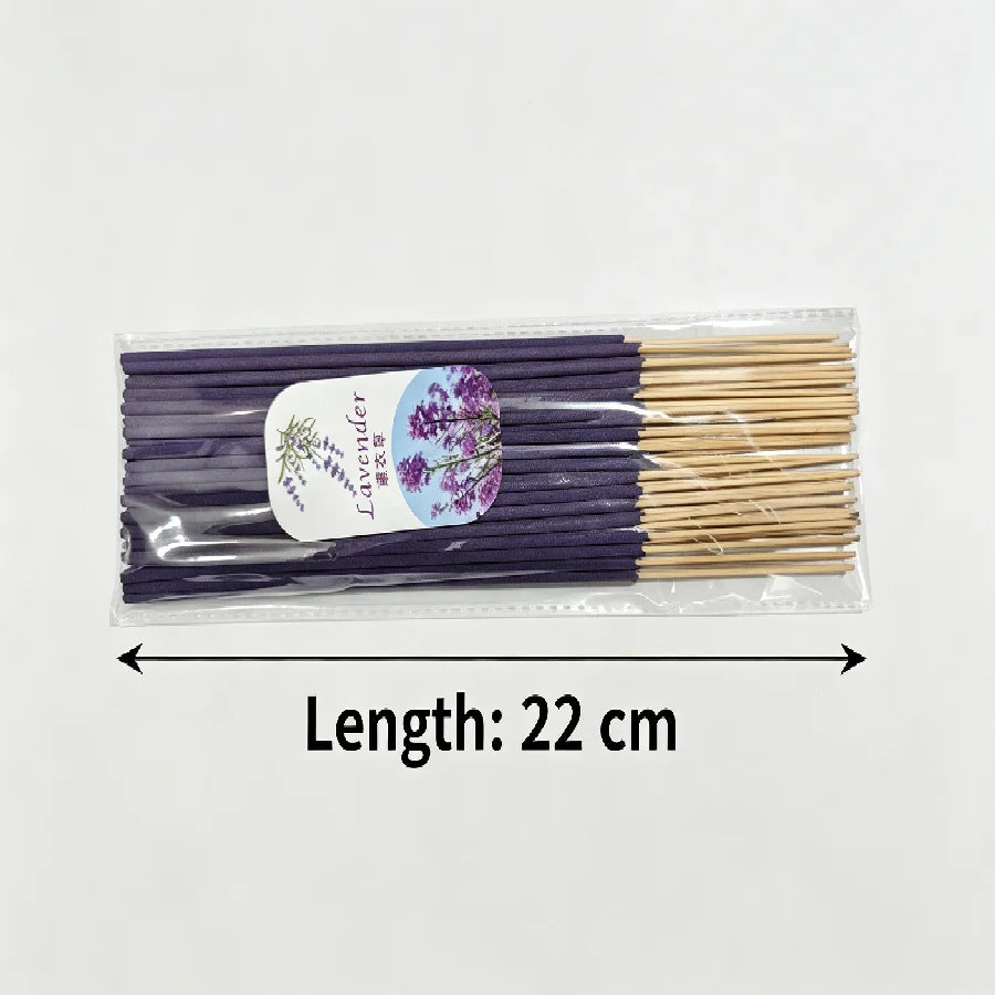 Lavender Incense Sticks, Natural Home Fragrance Sticks for Relaxing Reading Time, 22cm Long, Ideal for Living Room, Bedroom,