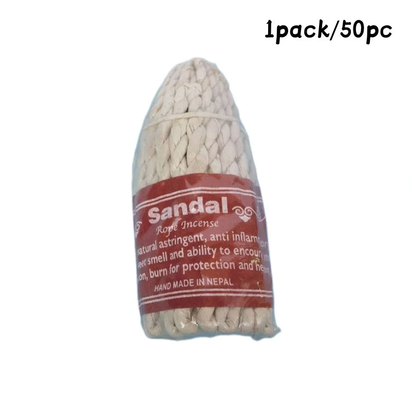 50pc Handmade Nepal Rope Incense Sandalwood Cedar Aromatherapy DIY Yoga Meditation Fragrance Relieve Stress Help Sleep