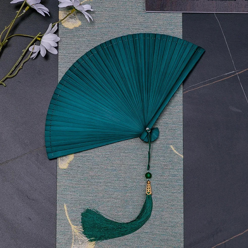 Chinese Style Folding Fan Black Bamboo Portable Fan