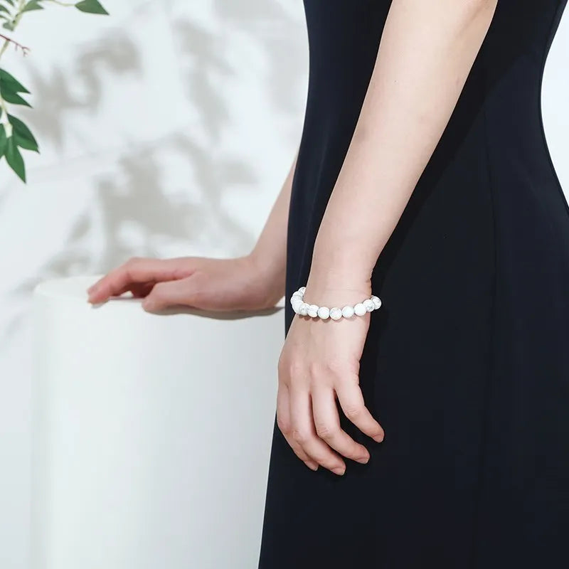 White Howlite Turquoise Bead Bracelet 18-19cm