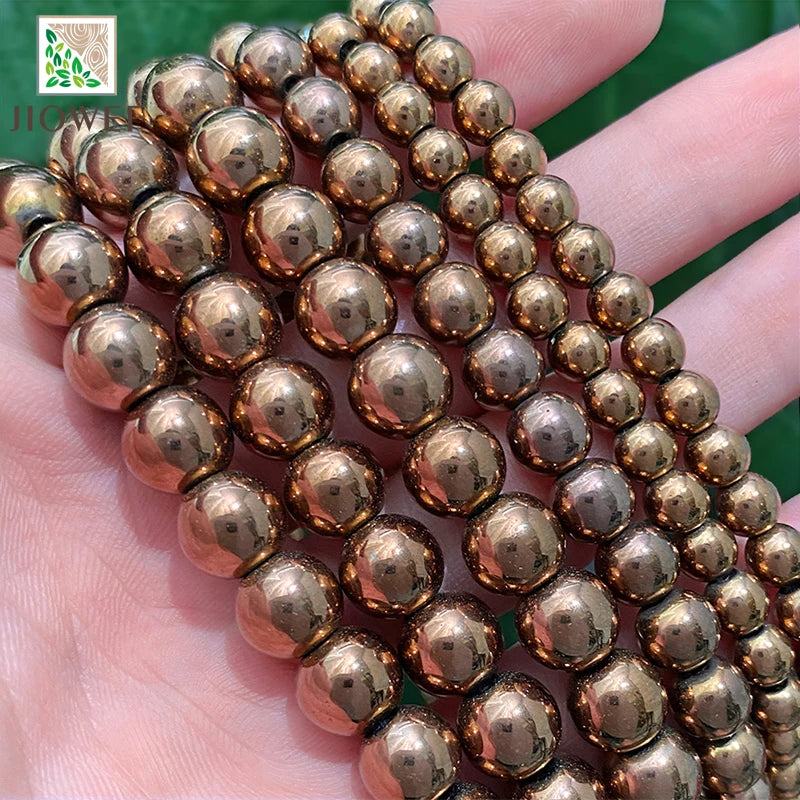 Natural Stone Chocolate Brown Hematite Beads Round Loose Beads DIY Necklace Bracelet For Jewelry Making 2/3/4/6/8/10mm 15" Inch