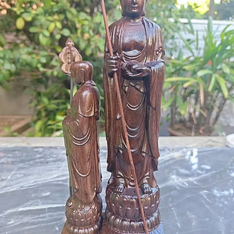 Hand-Carved Premium Agarwood Ksitigarbha Bodhisattva Statue - Traditional Wood Buddha Figurine for Home Altar Temple Decor