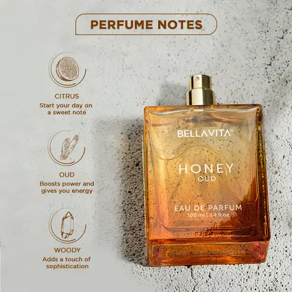 Bella Vita Luxury Honey Oud Eau De Parfum Unisex Perfume for Men & Women with Patchouli, Vanilla, Bergamot | Floral, Spicy EDP Fragrance Scent, 100 Ml