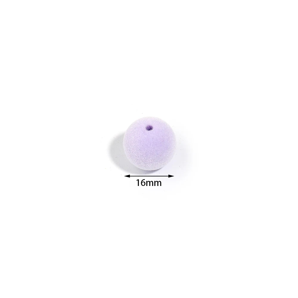 16mm Colorful Acrylic Flocking Velvet Ball Beads 10pcs