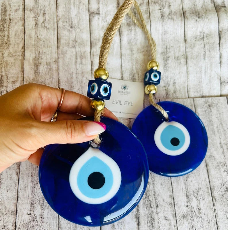 Blue Evil Eye Glass Wall Hanging Decor