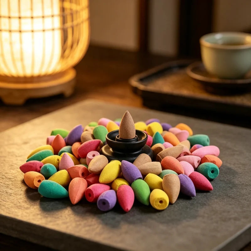 20pcs, Mix Natural Reflux Incense Rose Jasmine Lavender Cones Backflow Incense Cones, Sandalwood Mix Incense Cones, Natural