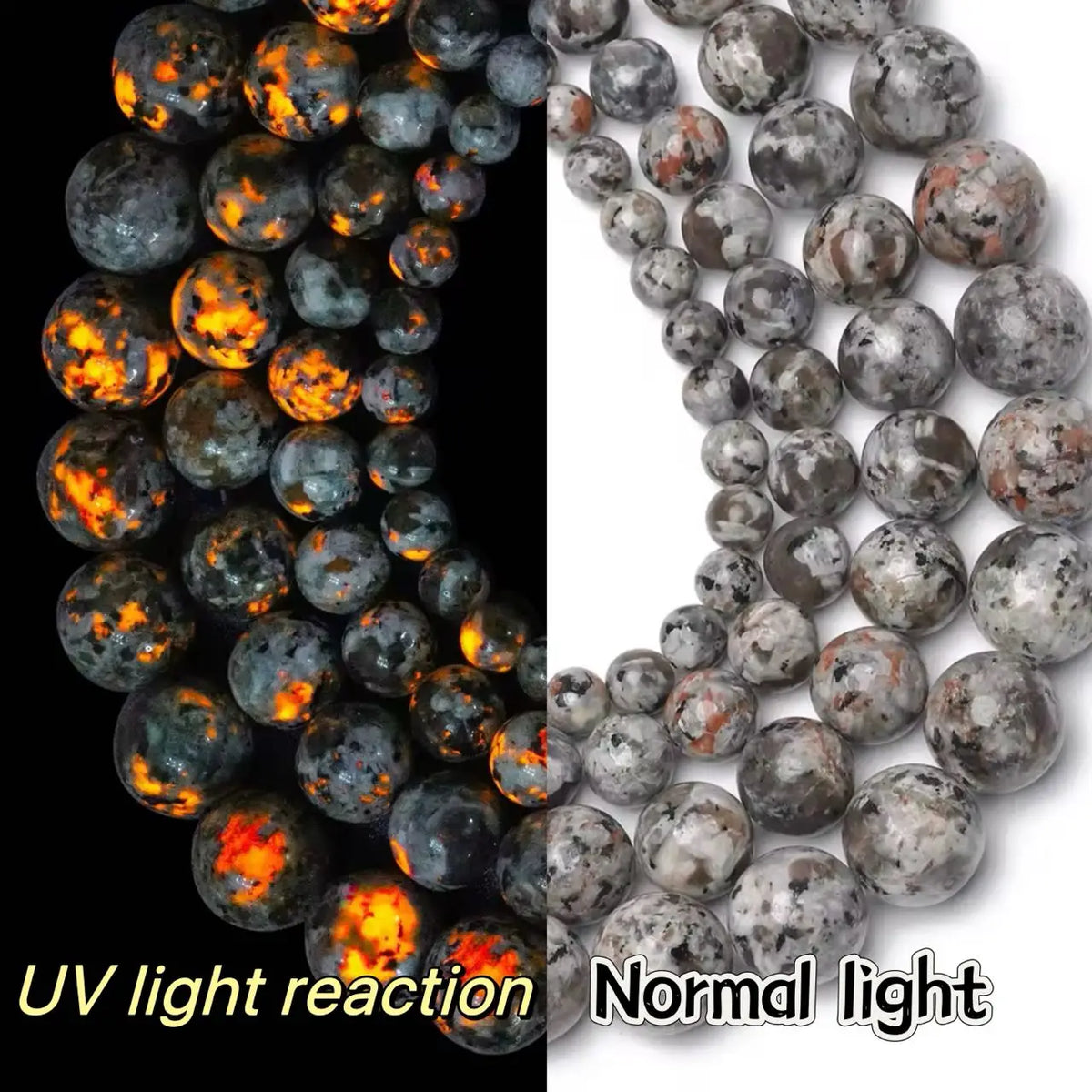 Natural Stone Round Flame Stone Beads Yooperlite Fire Sodalite Loose Spacer Beads for Jewelry Making DIY Bracelets Necklace 15''