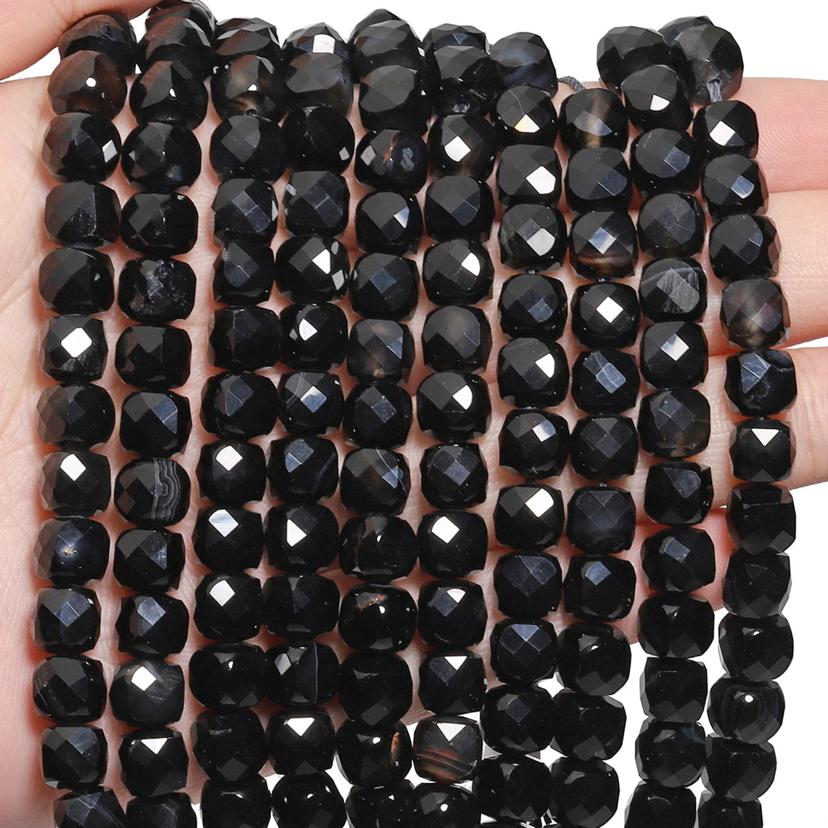 Natural Amethyst Beads 7-8mm Faceted Square Cube Loose Beads