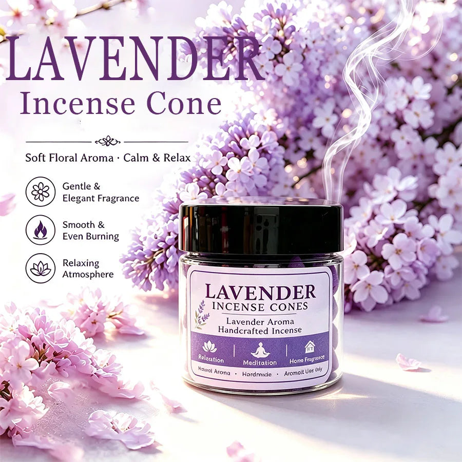 37/143 Pieces of Exquisite Canned Lavender Incense Cones, Naturally Handmade, Long-Lasting Slow-Burning, Mild and Sweet Scent, Freshens the Air, Comfortable Home Fragrance, Yoga Meditation, Indoor and Outdoor Use, Gift.
