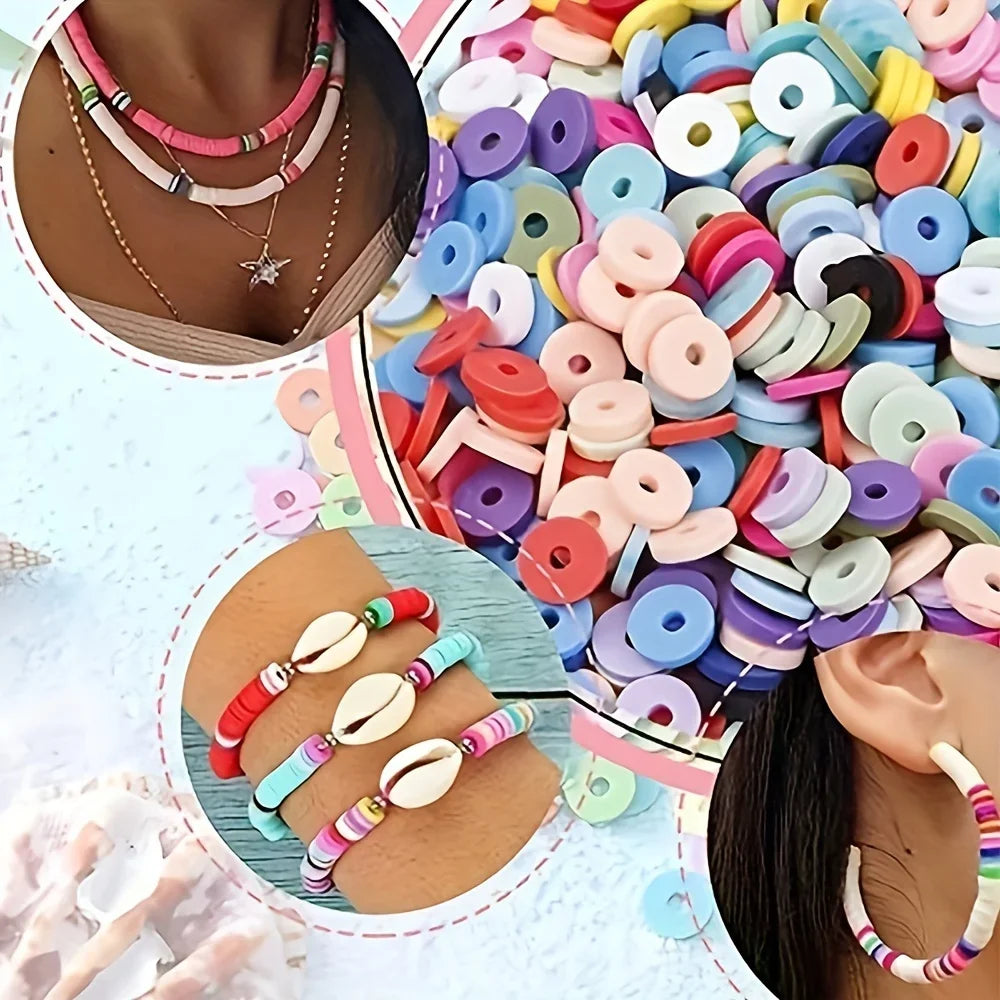 10000pcs Assorted Polymer Clay Beads Kit for DIY Jewelry Making - Handmade Craft Supplies for Bracelet, Necklace, Earrings - Gre