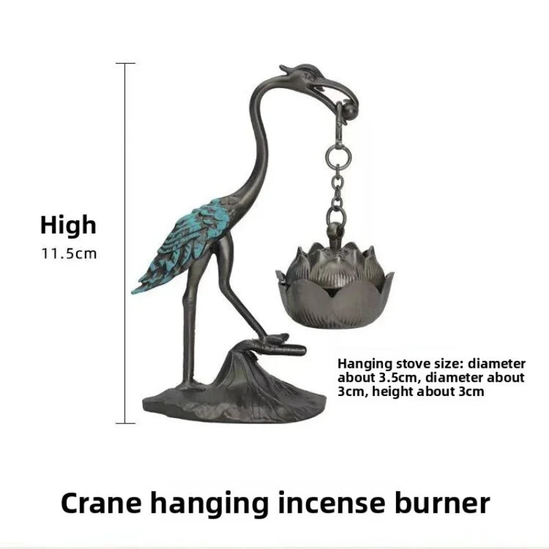Crane Incense Burner and 5 Tubes Natural Disk Incense Set,Includes 5 Scents Agarwood & Goose Pear Tent & Sandalwood & Ambergris