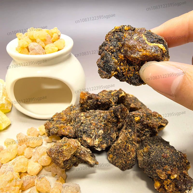 300g Premium Natural Resin Incense Pack: 100g Frankincense & 100g Myrrh for Stress Relief，and 100g Pine Rosin，100% Pure