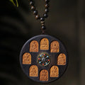 Agarwood Carved Inlaid Eight Patron Saints Pendant Mala Cultural Play Wooden Handheld Peace Tag Ornament