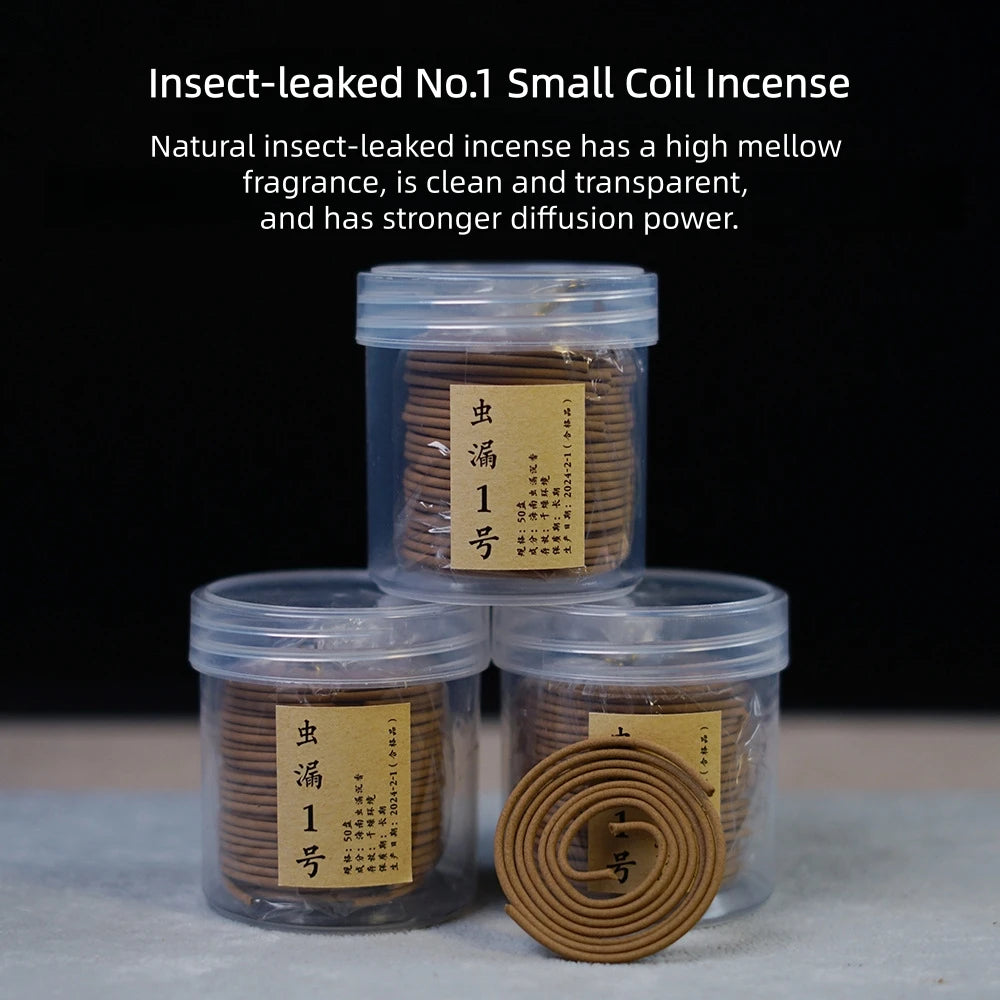 Insect-Damaged Agarwood Coil Incense, 50 Coils, Floral Sweet Fragrance