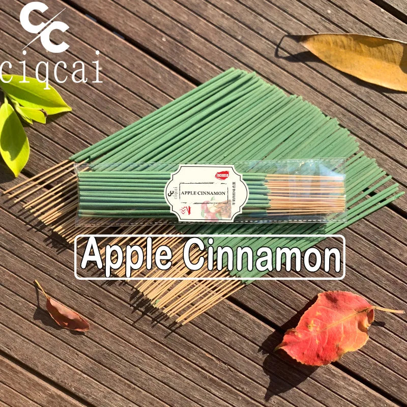 Apple Cinnamon Scented Premium Incense Sticks, 12cm / 4.72inch Natural Aromatherapy Incense Sticks, Made Purely by Hand from Apple and Cinnamon Fragrant Powder, with a Strong and Long-Lasting Scent, Refreshing and Invigorating, Purifying the Air, Suitable