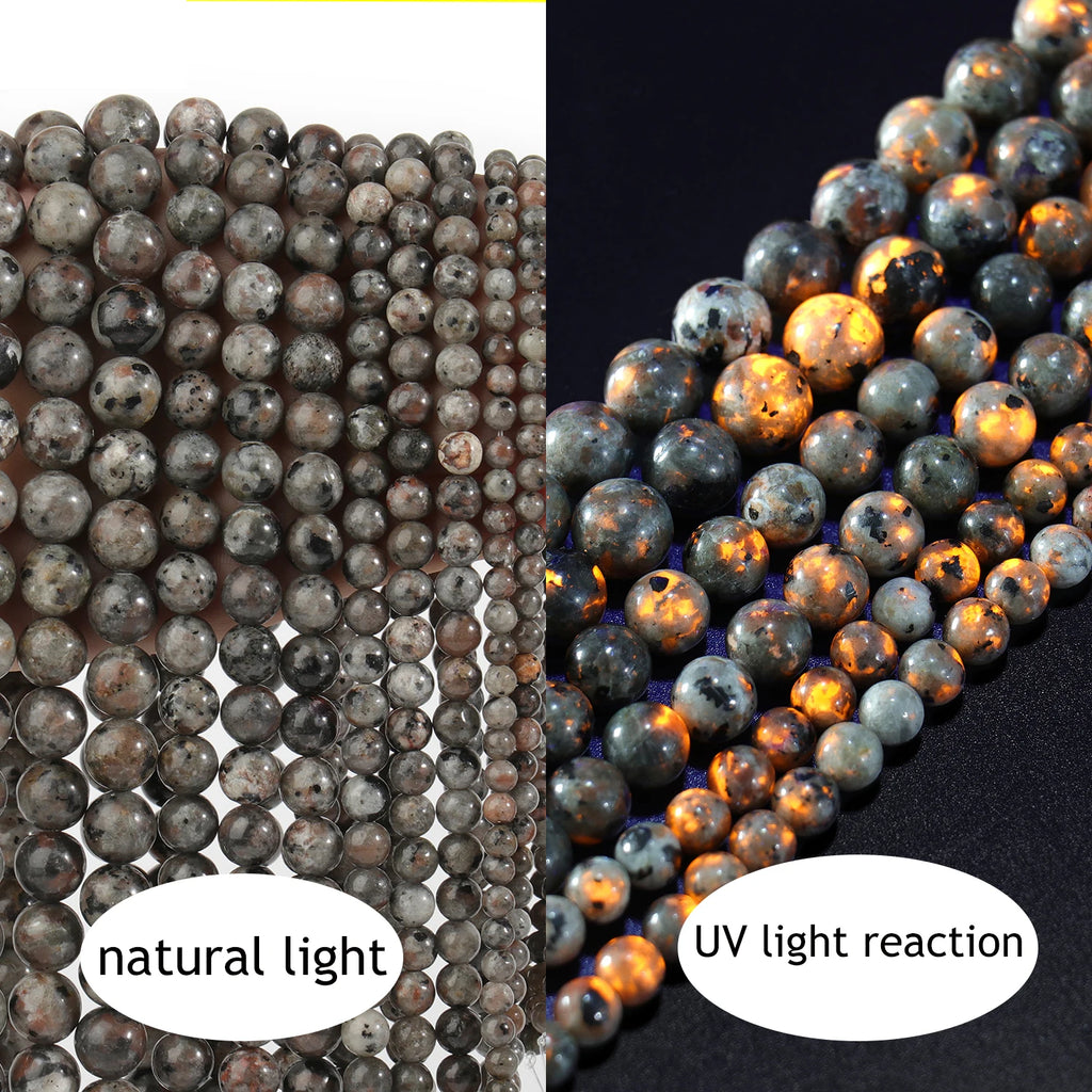 Natural Stone Round Flame Stone Beads Yooperlite Fire Sodalite Loose Spacer Beads for Jewelry Making DIY Bracelets Necklace 15''