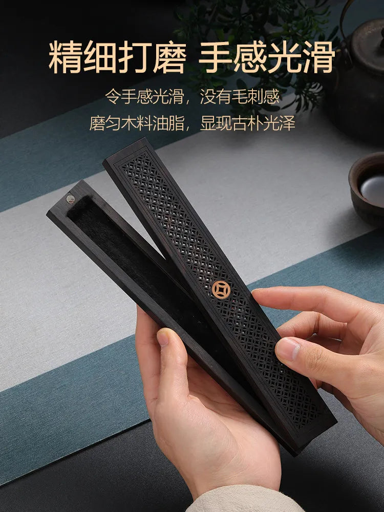 Ebony Wood Lying Agarwood Stick Incense Burner Box Household Indoor Incense Holder Aromatherapy Decor Gift