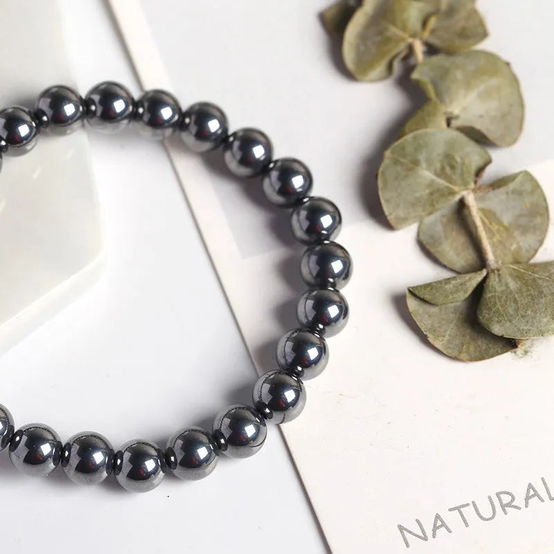 JD AAA Natural Black Shine Terahertz Round Beads Stone Beads Bracelet Women 6/8/10mm Men Jewelry Health Wristband Gift