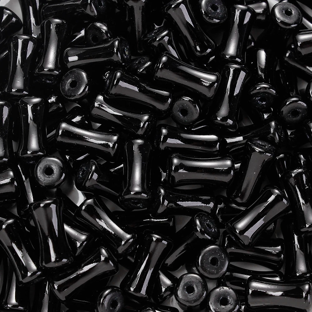 50pcs 12x6mm Mixed Color Glass Beads Columnar Tubular Loose Beads Bamboo-shaped Spacer Beads for DIY Jewelry Making Bracelets