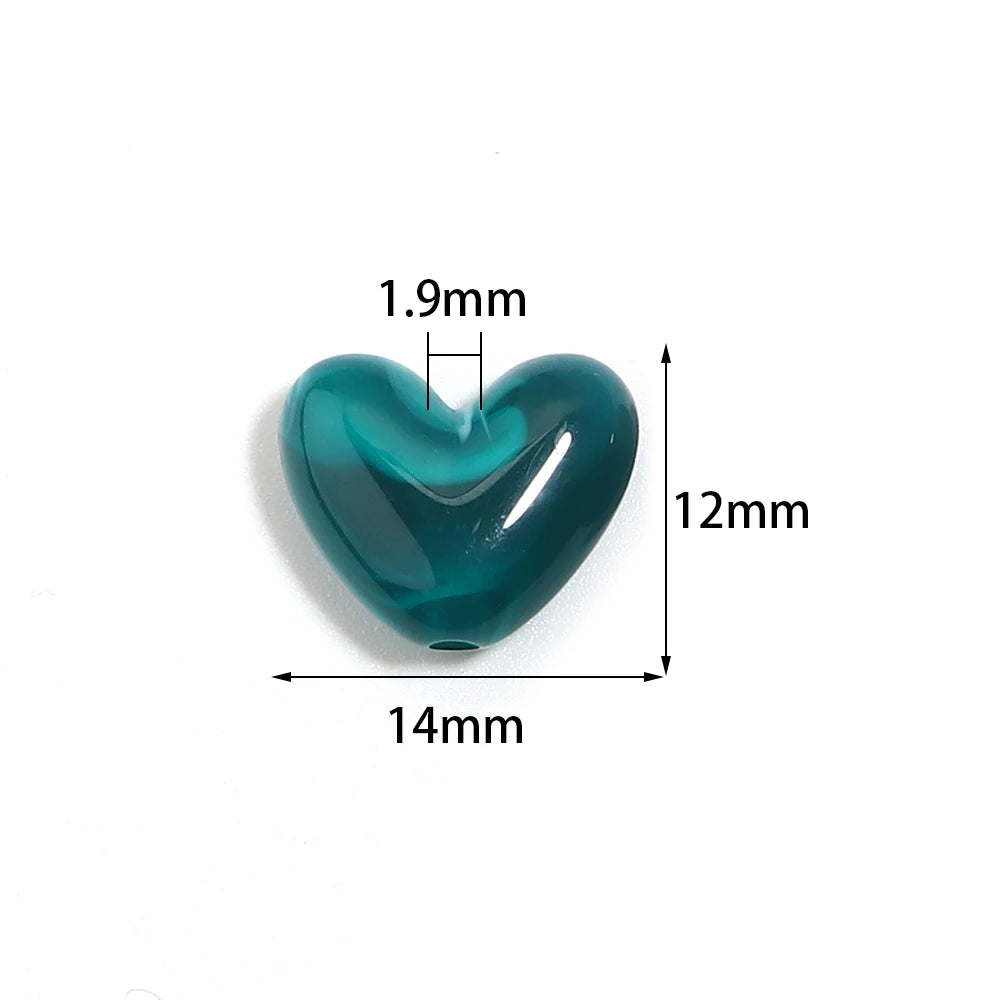 20Pcs Imitation Stone Heart Shape Acrylic Beads Dual Color Loose Bead For Jewelry Making DIY Charms Bracelet Necklace Accessorie