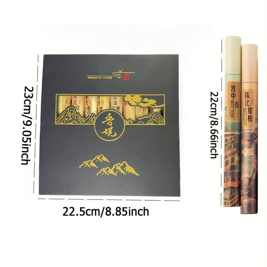 400 Pieces of Ten Tube Five Classics Incense Gift Box with Ink Painting Style, Sandalwood, Agarwood, Etc. Suitable for Home Gift