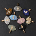1PC Natural Stone Evil Eye Pendant Tiger Eye Rose Quartz Obsidian Lapis Lazuli Charm For Jewelry Making DIY Necklace Accessories