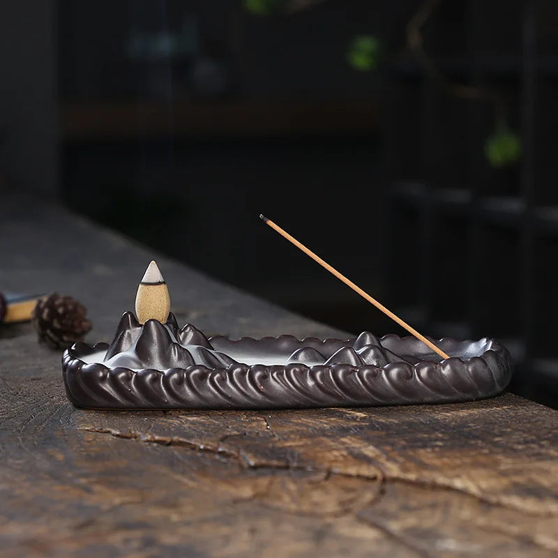 Holder Aromatherapy Purple Clay Censer Zen Yoga (Without Incense）1pc Mountain Backflow Incense Burner Incense Stick