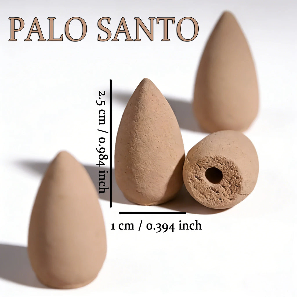 High-Quality Palosanto Flavored Natural Backflow Incense Cones, with Rich Aroma, Burn for a Long Time, Creating an Aesthetic Smoke Effect, Suitable for Purifying the Air, Meditation, Yoga, Reading, Etc.