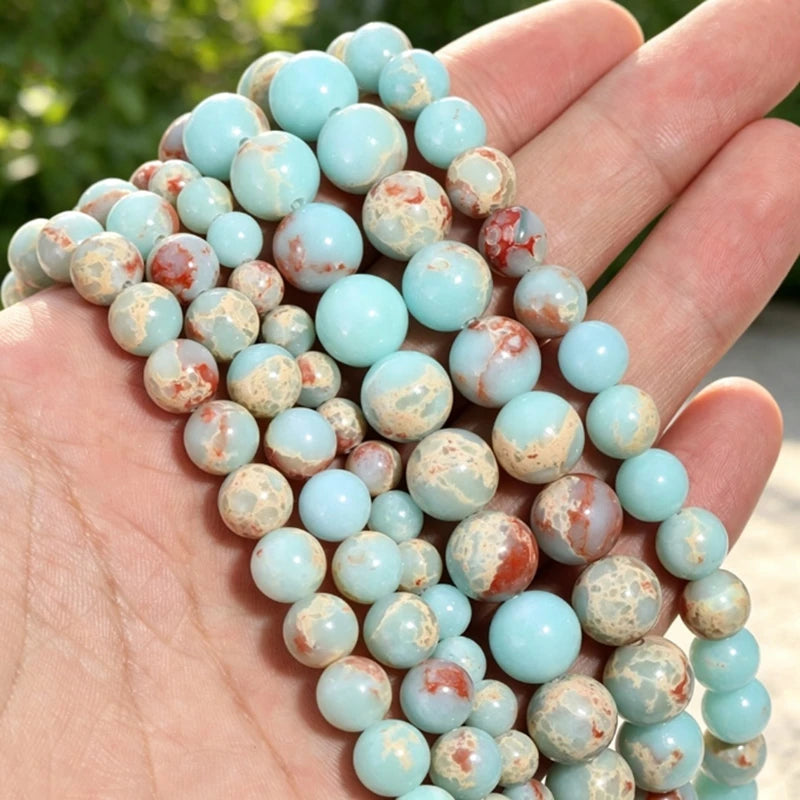 Natural Lava Jaspers Stone Beads Snake Skin Stone Turquoise Agates Round Loose Beads For Jewelry Making DIY Bracelet Accessories