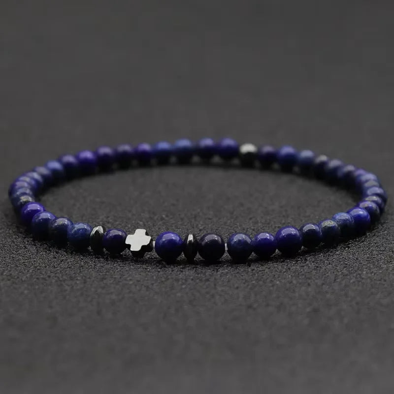 2026 Men Bracelet Small Stone 4mm Braclet Natural Hematite Cross Braslet Rice Bead Brazalete Homme Boyfriend Gift Pulsera Hombre
