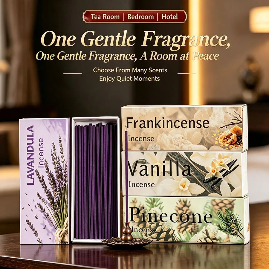 1 Box Contains 35 Incense Sticks, 9 Different Scents: Frankincense, Lavender, Lemongrass, White Musk, Sage, Pine Cone, Vanilla, Sacred Wood, Thick Incense Sticks, Suitable as a Long-Lasting Fragrance Gift for the Home