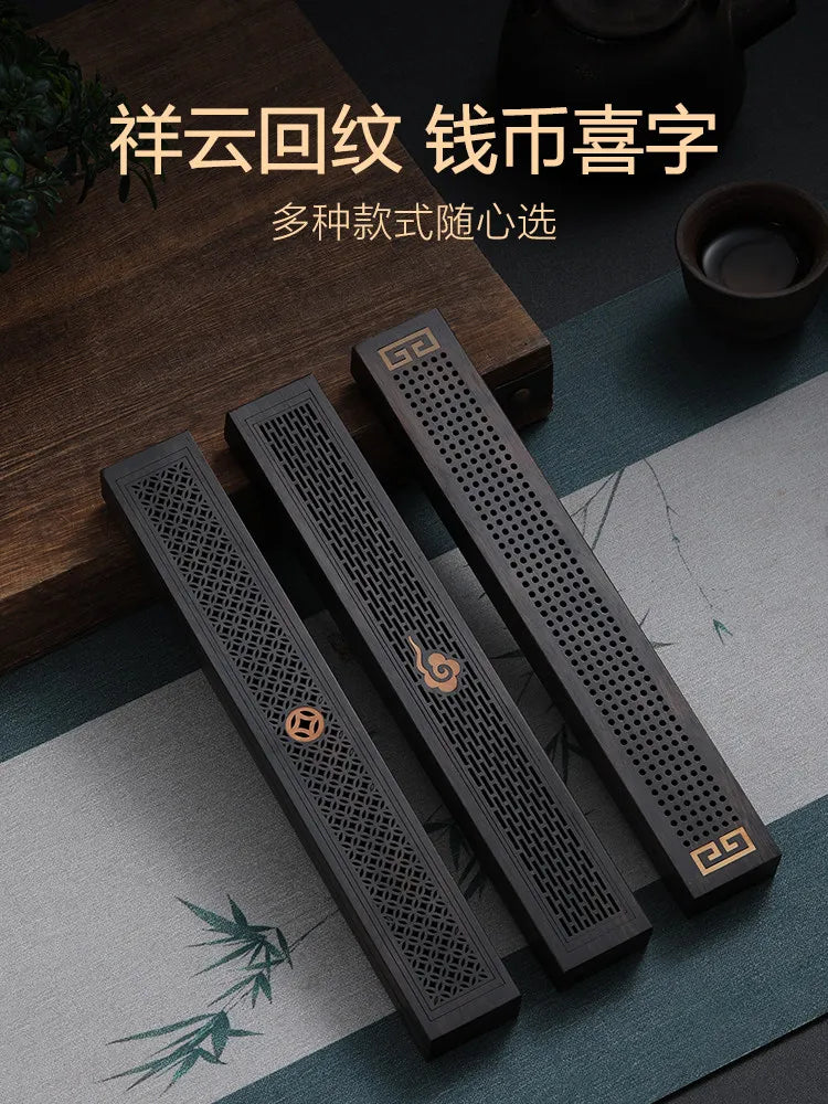 Ebony Wood Lying Agarwood Stick Incense Burner Box Household Indoor Incense Holder Aromatherapy Decor Gift