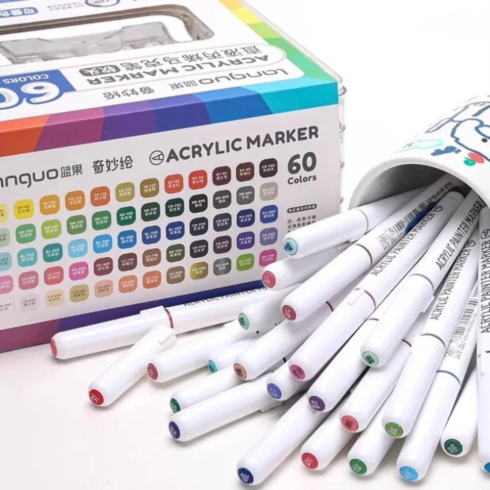 LANGUO 24-288 Colors Acrylic Markers Pen Set Direct Liquid Paint Art Marker for Stone Paint Ceramic Glass Wood Fabric Painting
