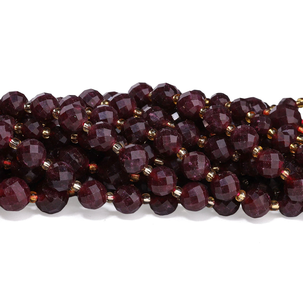 6 8 10mm Faceted Round Beads Natural Garnet Stone Beads for Jewelry Making Diy Bracelet Necklace Accessories 7.5inch