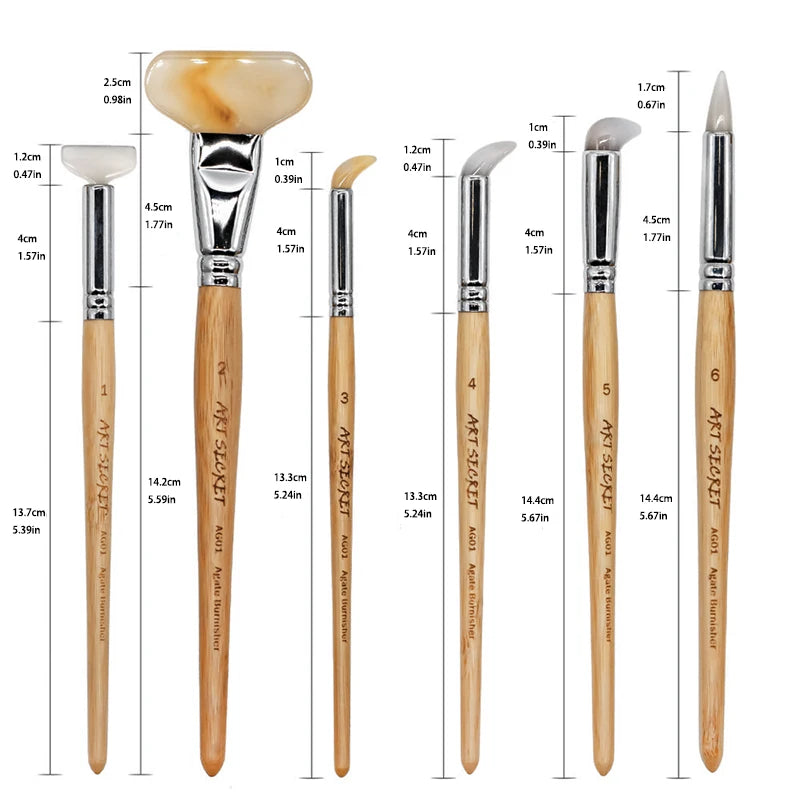 ArtSecret Agate Burnishers for Gold Leaf - Flat Round Curved