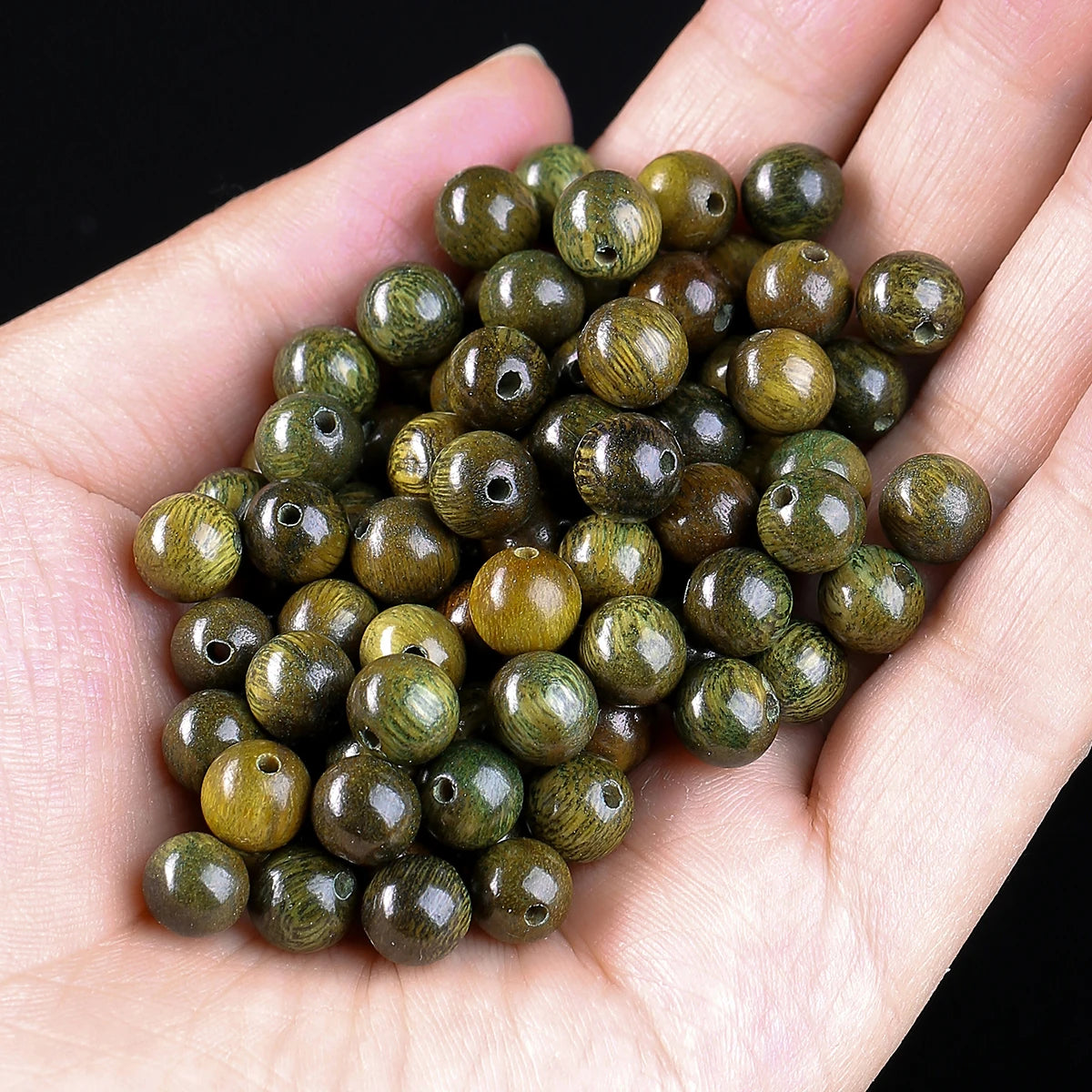 JD Green Sandalwood Loose Round Spacer Beads Accessories for DIY Bracelet Necklace Handmade Jewelry Making Supplies