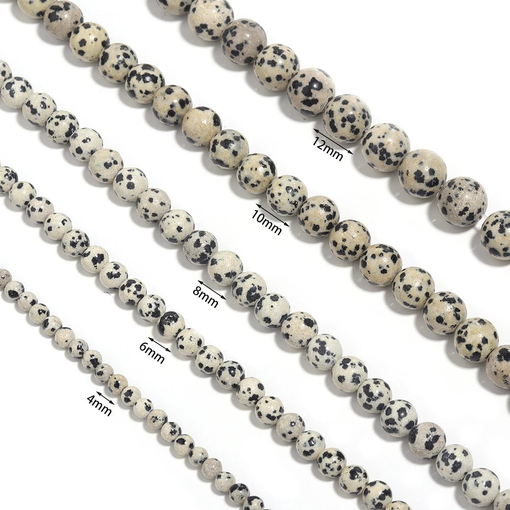 4 6 8 10 12mm Natural Dalmatian Jasper Beads Round Loose Spacer Stone Beads For Jewelry Making DIY Necklace Bracelet Accessories