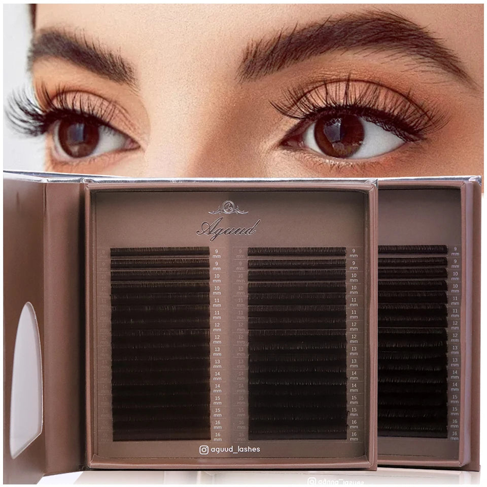 AGUUD 32 Rows Brown Individual Eyelash Extensions