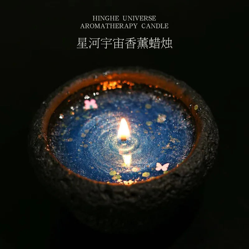 xmsj Galaxy meteorite scented candle, ebony agarwood starry sky atmosphere candle, niche high-end bedroom atmosphere