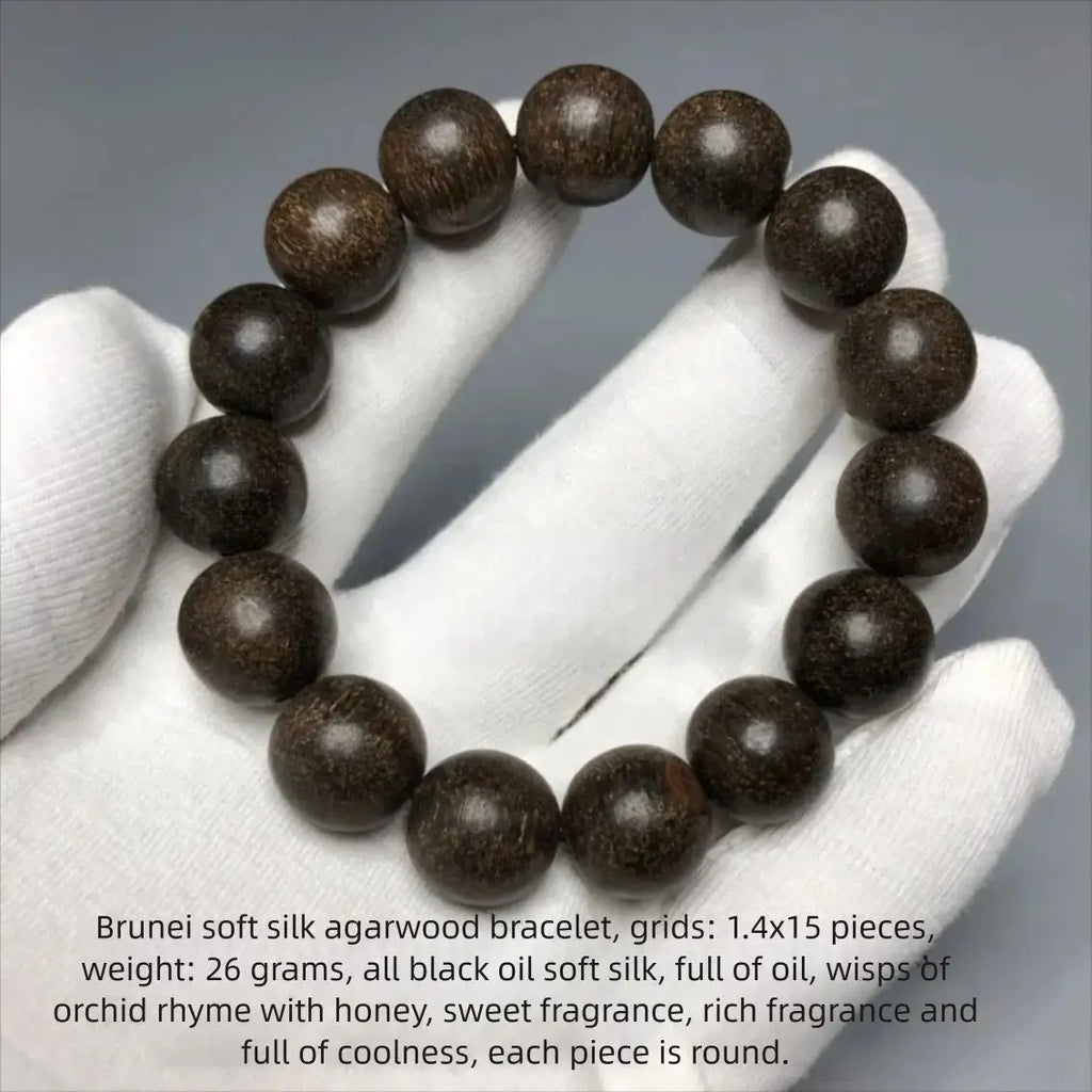 Natural Old MaterialNatural Soft Silk AgarwoodOld Material Soft Silk Agarwood Bracelet  Sinking Grade Sugar Knot Agarwood Prayer
