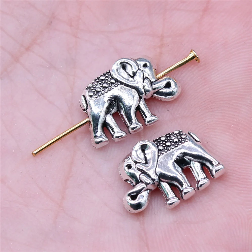 10pcs Ganesha Beads Elephant Beads For Jewelry Making Antique Gold Color Bronze Silver Color Pendants DIY Crafts Making Findings