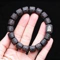 Natural Ebony Tibetan Six-Character Mantra Tibetan Buddhist Prayer Wheel Bracelet 12mmx12mm Universal
