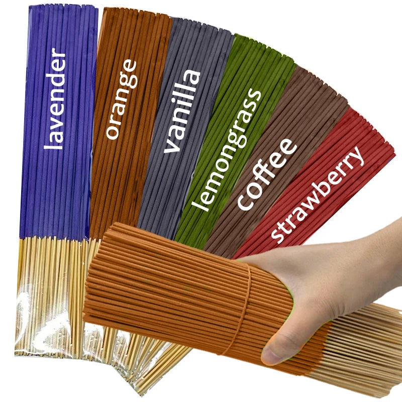 6 sets of approximately 126 high-quality aroma diffuser sticks - including lemongrass, lavender, vanilla, orange, strawberry, and coffee, suitable for purification, yoga meditation, and home use - a perfect gift with long-lasting fragrance