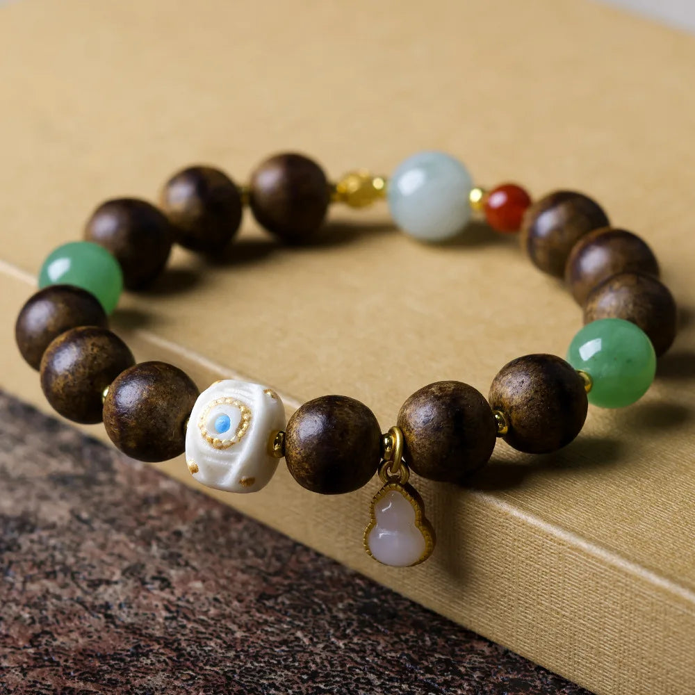 2026 New Fall First Grade Butter Agarwood Bracelet Chinese Style Devil's Eye Wristlet for Collectors Gifts