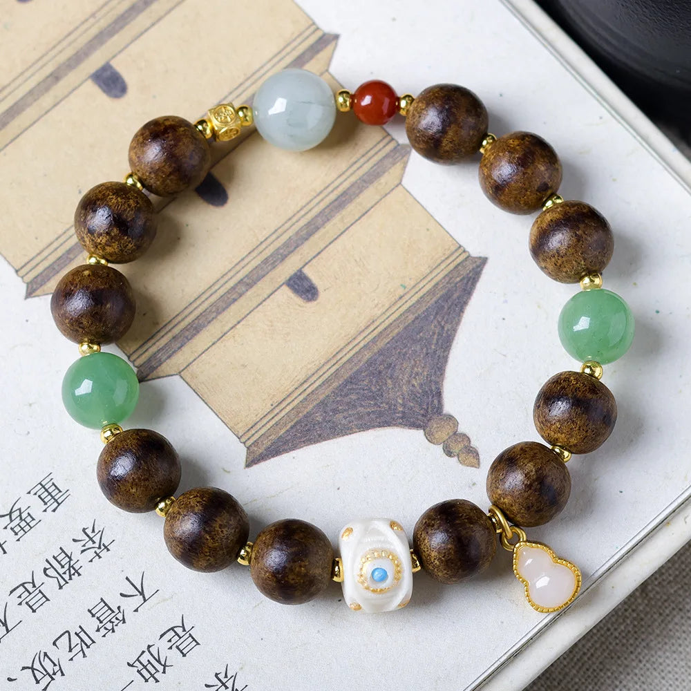 2026 New Fall First Grade Butter Agarwood Bracelet Chinese Style Devil's Eye Wristlet for Collectors Gifts