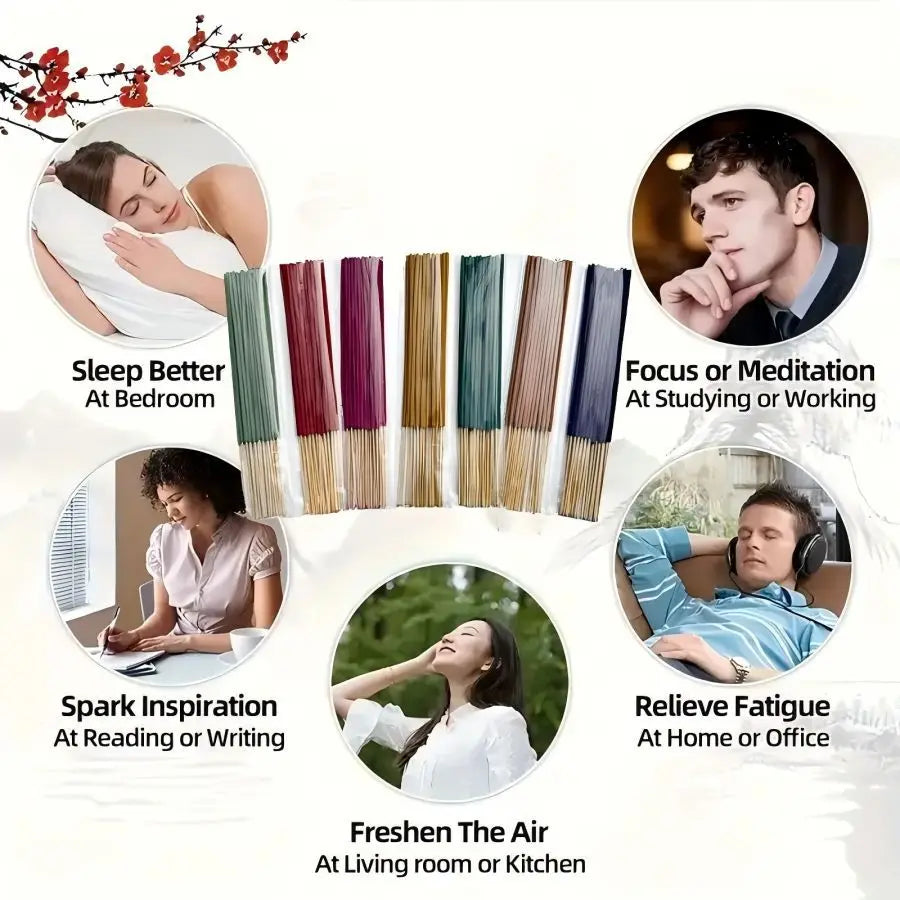Scented stick fragrance, featuring four seasonal scents: rose, lavender, sandalwood, jasmine, etc. Each pack contains 20 sticks,