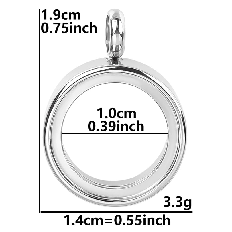 1Pc Stainless Steel Round Memorial Cremation Ashes Coin Bezel Locket Pendant Openable Glass Floating Relicario Colgantes Jewelry