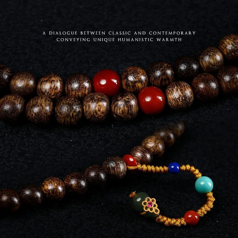 Bruneian Agarwood 8mm Couple Bracelets w/ Hetian Jade & Turquoise: New Chinese Style Jewelry (Bracelets/Sweater Chains) Gifts