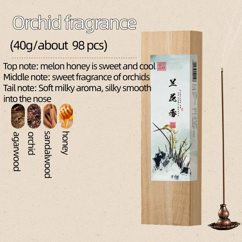 Household Indoor Aromatherapy Incense Sticks Agarwood Sandalwood Mugwort Osmanthus Orchid Fragrance Pet Friendly